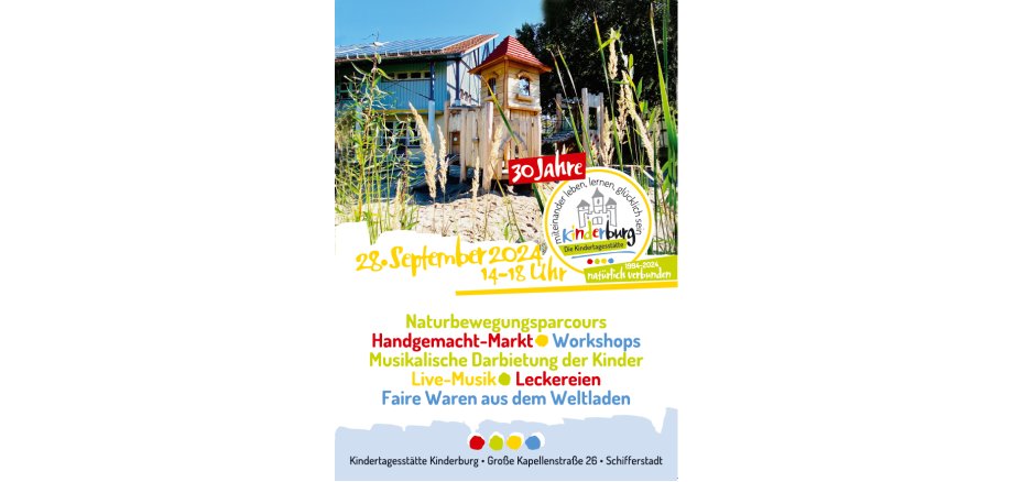 Plakat zum 30jährigen Jubiläum Kinderburg