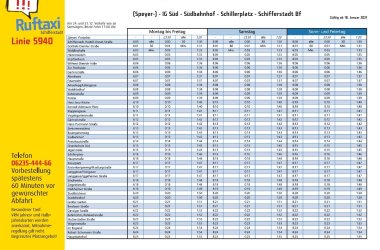 Ruftaxi Fahrplan